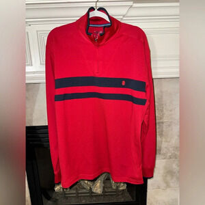 IZOD Men's 1/4 Zip Sweater Performance Wicking UPF-15 Pull Over Red Navy XL